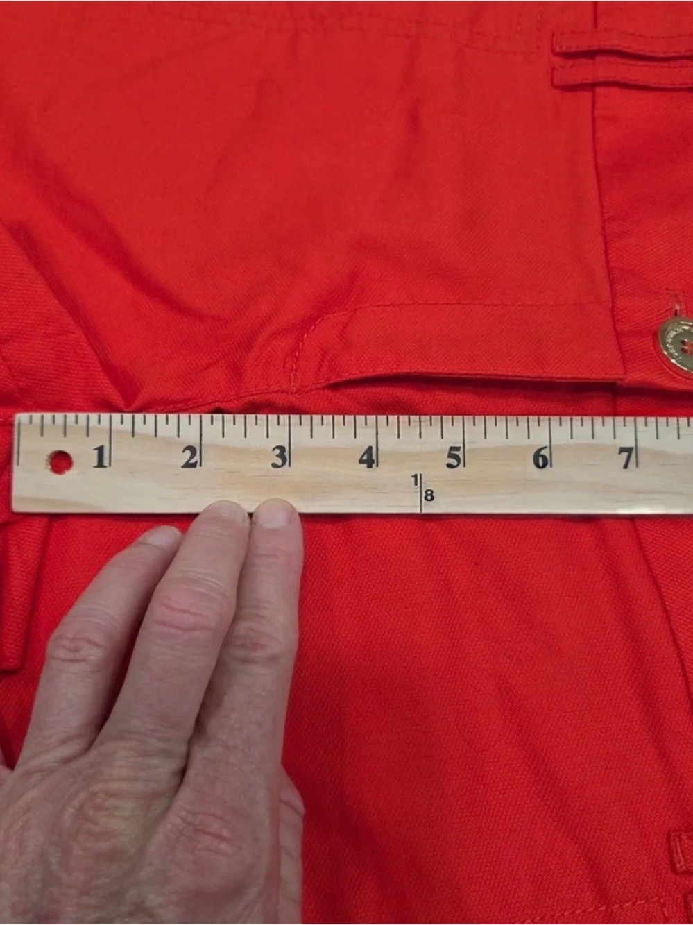 Tory Burch Orange/Red Bright Cotton Shorts‎ Gold Logo Button Size 4